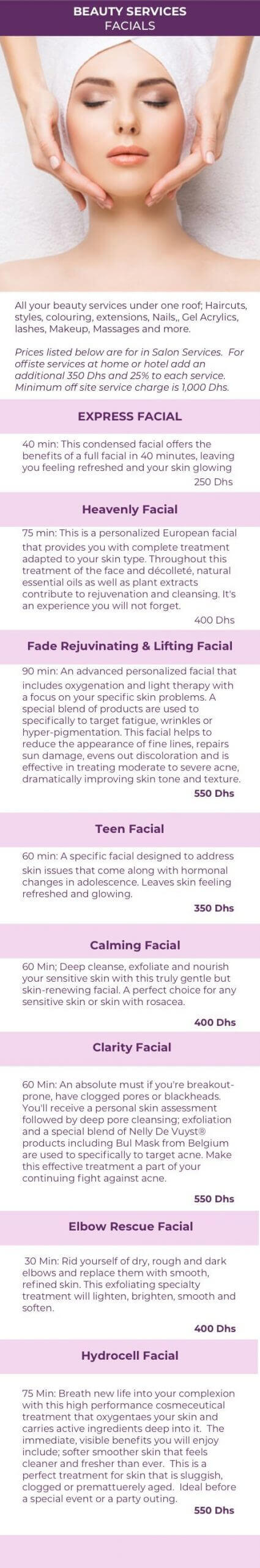 Machka Beauty & Body Design Facials and Skin services Menu