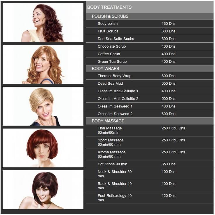 Prices Body treatment